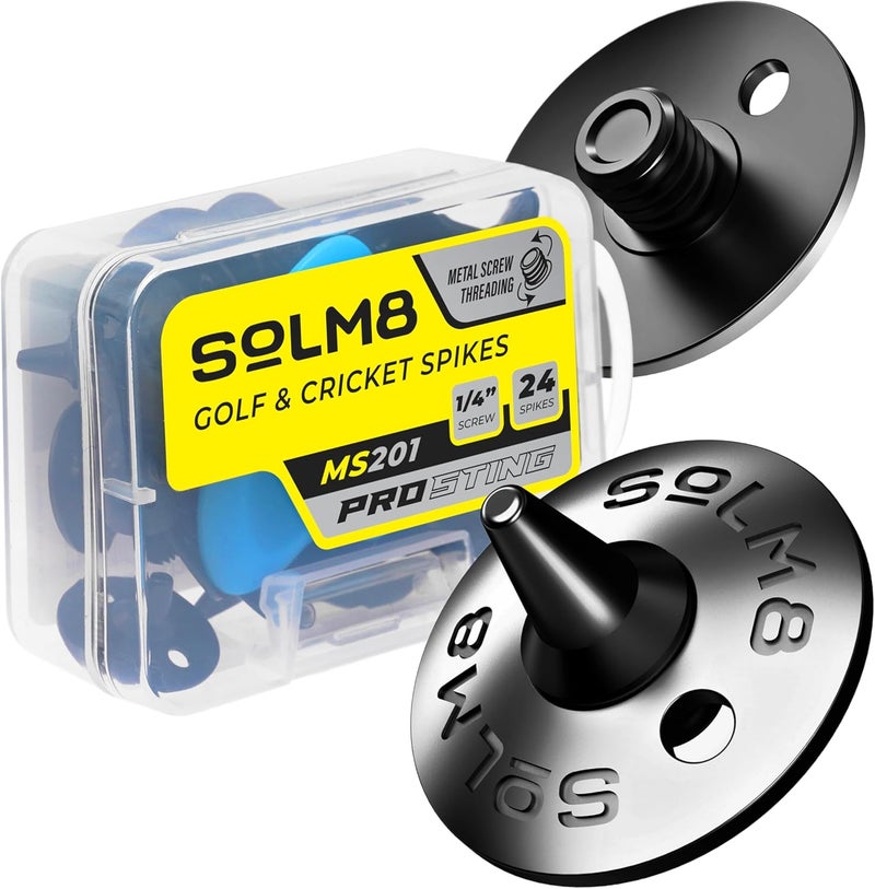 SOLM8 Metal Spikes for Golf and Cricket Shoe Spikes Replacement - 1/4 Inch 6mm Screw Type Metal Threading (Spanner Included) - Image 1